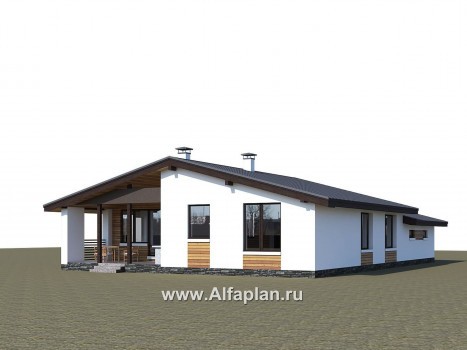 Проекты домов Альфаплан - «Калисто» - проект одноэтажного дома,  в скандинавском стиле, с гаражом на 2 авто - превью дополнительного изображения №3
