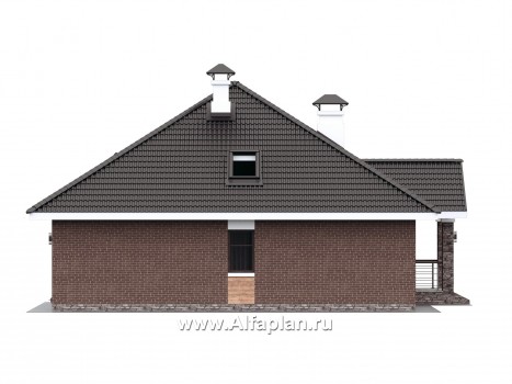 Проекты домов Альфаплан - "Перспектива" - проект дома с мансардой, с террасой, с мансардными окнами, в современном стиле - превью фасада №3