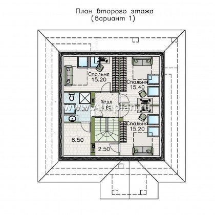 Проекты домов Альфаплан - "Перспектива" - проект дома с мансардой, с террасой, с мансардными окнами, в современном стиле - превью плана проекта №2