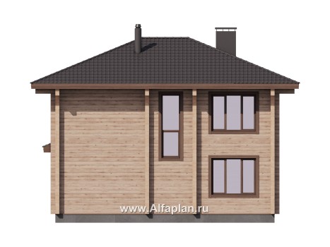 Проекты домов Альфаплан - Двухэтажный дом из клееного бруса - превью фасада №2