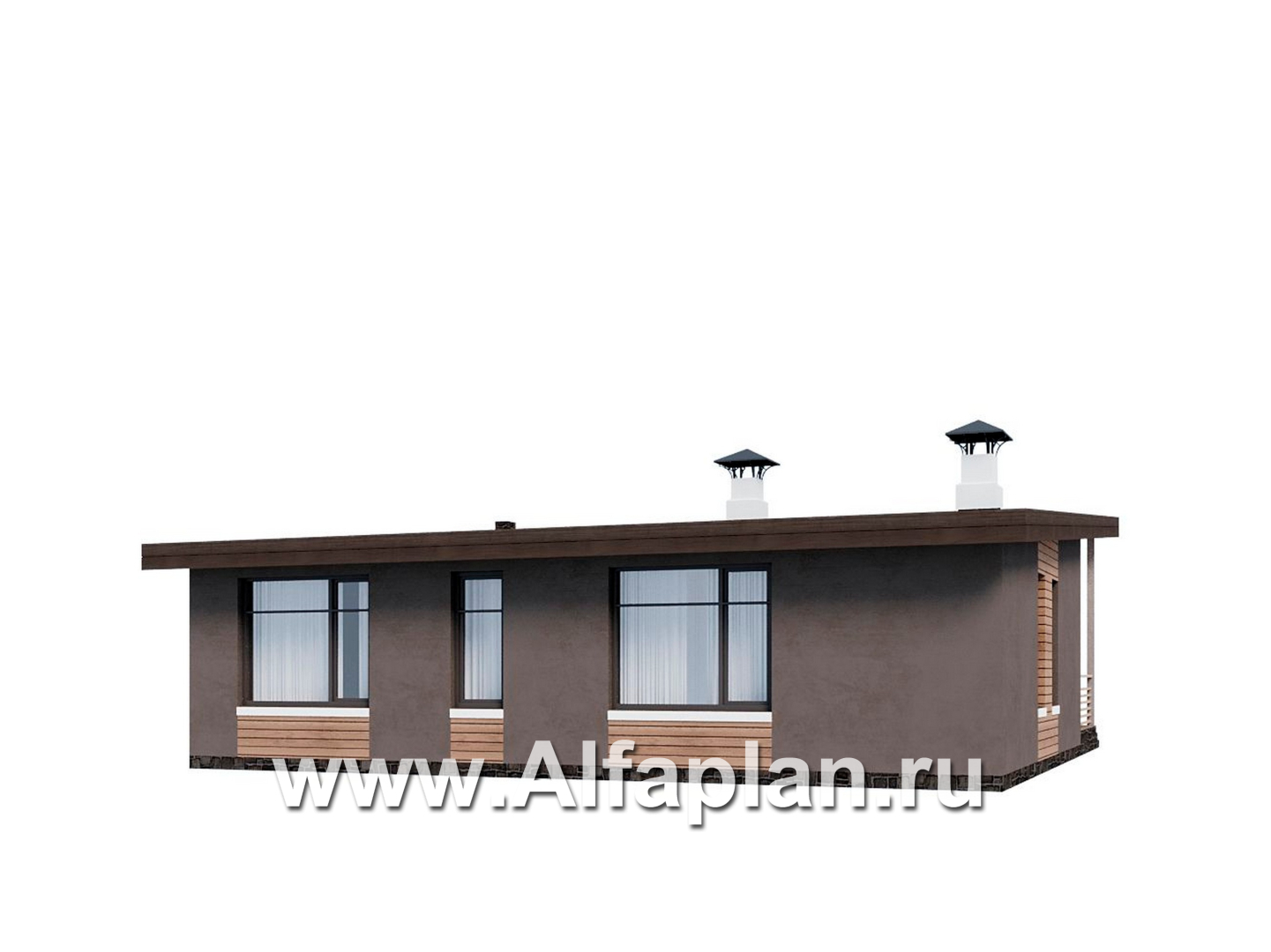 «Талисман» - проект одноэтажного дома с террасой, с односкатной кровлей,  2 спальни - дизайн дома №2