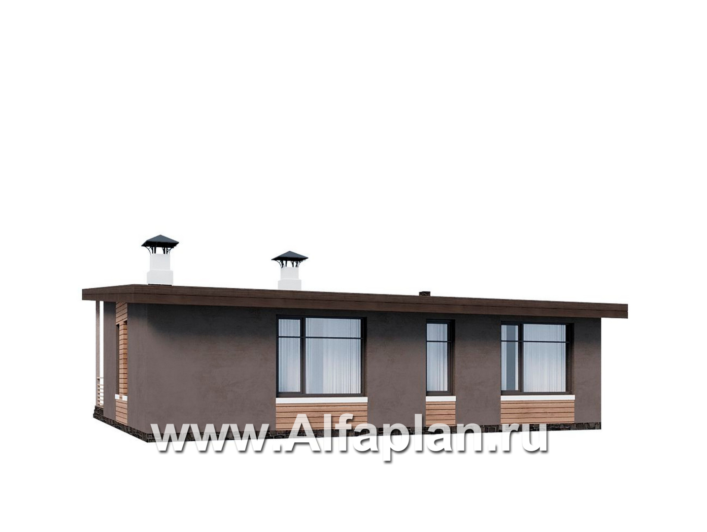 «Талисман» - проект одноэтажного дома с террасой, с односкатной кровлей,  2 спальни - дизайн дома №2