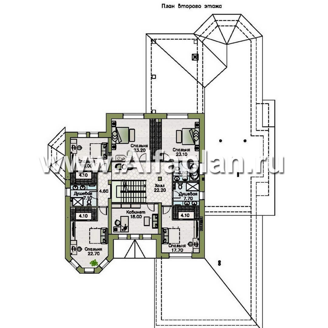 Проекты домов Альфаплан - "Дворянское гнездо" - семейный особняк в русском стиле - изображение плана проекта №2
