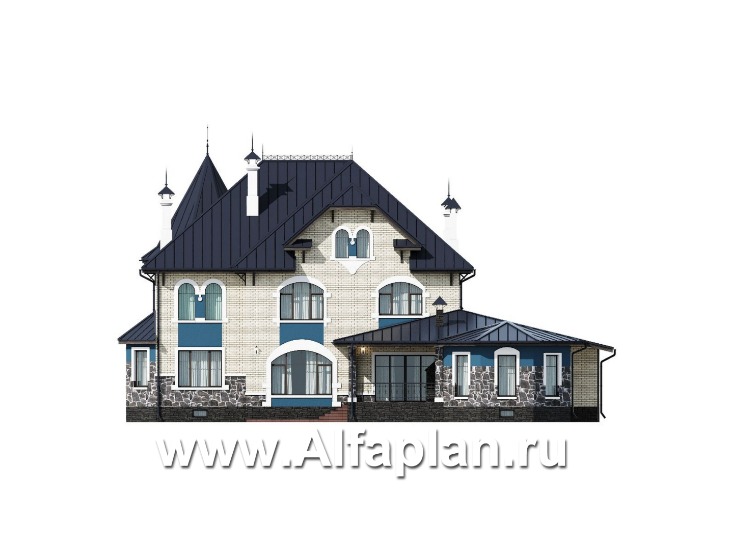 Проекты домов Альфаплан - "Дворянское гнездо" - семейный особняк в русском стиле - изображение фасада №4