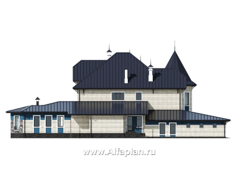 Проекты домов Альфаплан - "Дворянское гнездо" - семейный особняк в русском стиле - превью фасада №3
