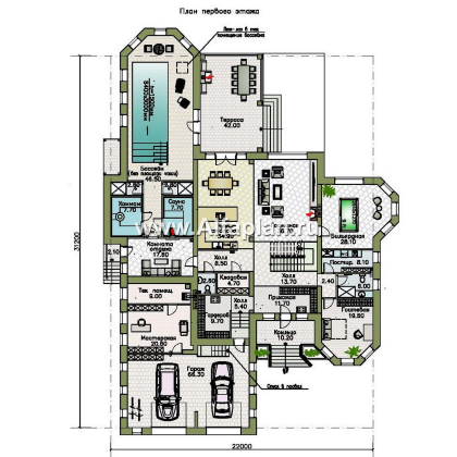 Проекты домов Альфаплан - "Дворянское гнездо" - семейный особняк в русском стиле - превью плана проекта №1