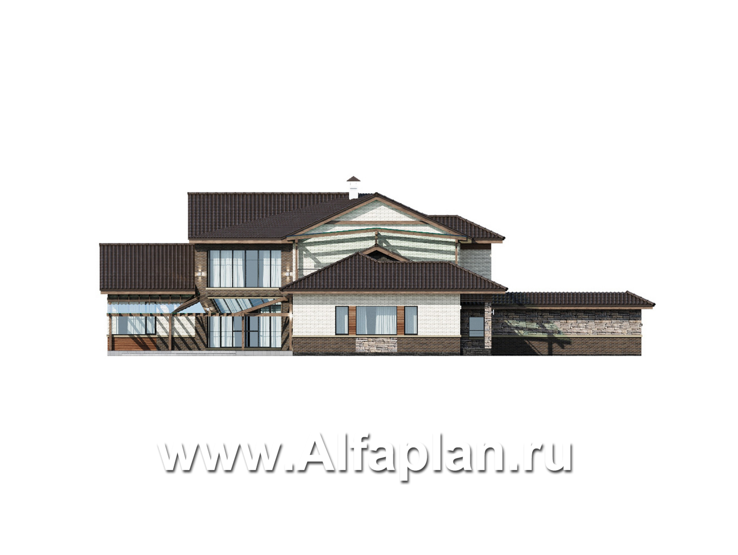 Проекты домов Альфаплан - "Шахерезада" - семейная вилла с бассейном и гаражом - изображение фасада №4