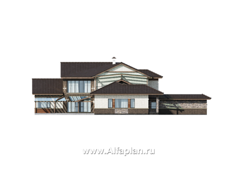 Проекты домов Альфаплан - "Шахерезада" - семейная вилла с бассейном и гаражом - превью фасада №4