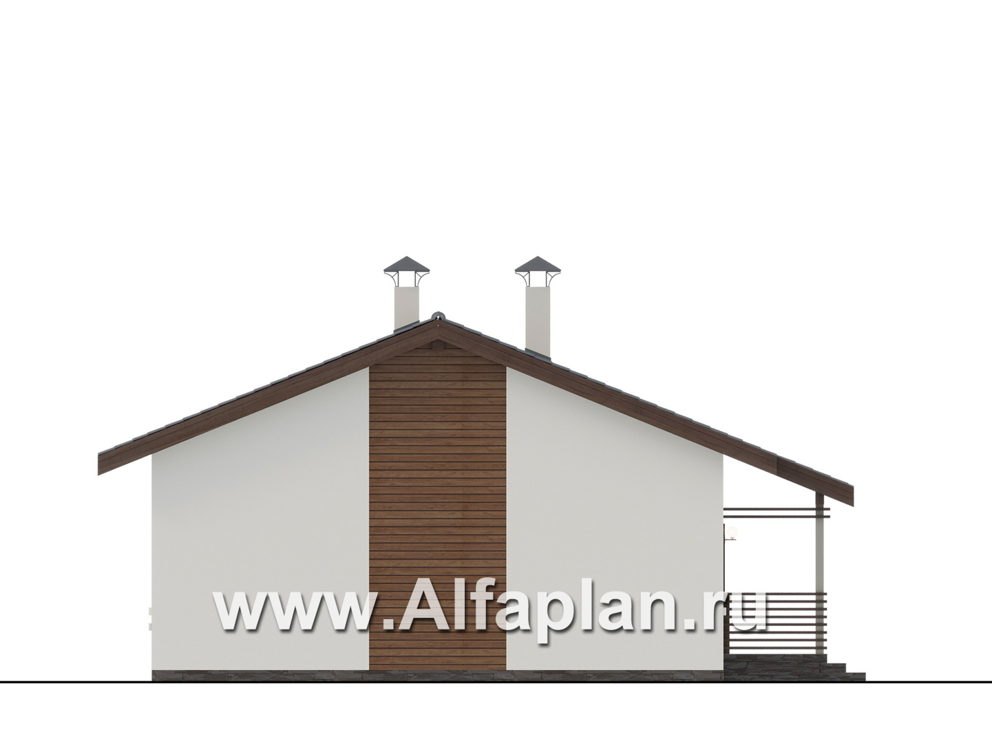 Проекты домов Альфаплан - "Пикколо" - экономичный одноэтажный коттедж из гзобетонных блоков - изображение фасада №3