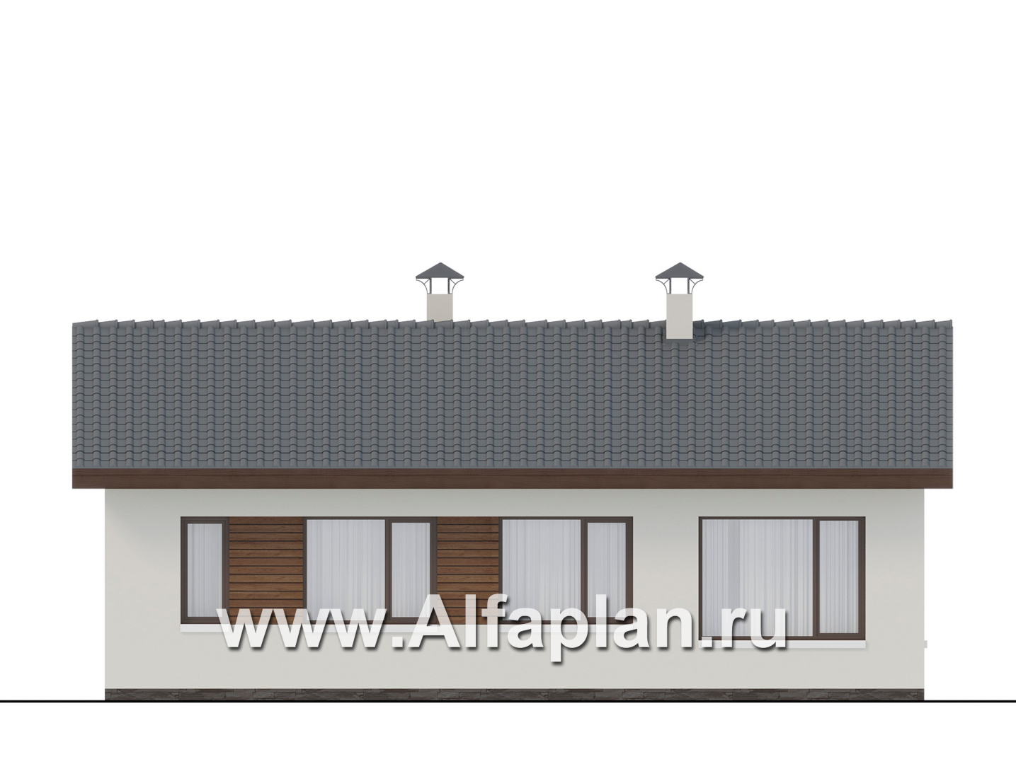 Проекты домов Альфаплан - "Пикколо" - экономичный одноэтажный коттедж из гзобетонных блоков - изображение фасада №4