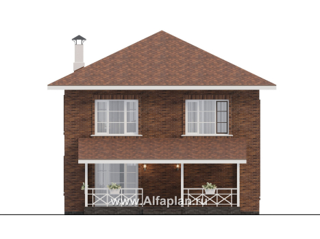 «Сайма» - проект двухэтажного дома из кирпичей, с террасой, в баварском стиле - превью фасада дома