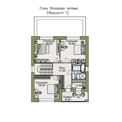 Проекты домов Альфаплан - "Вуокса" - современный двухэтажный коттедж - превью плана проекта №3
