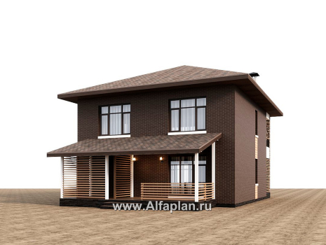«Селигер» - проект двухэтажного дома из газобетона, с террасой, отличная планировка - превью дополнительного изображения №2