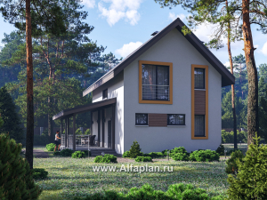 Превью проекта ««Викинг» - проект дома, 2 этажа, с сауной и с террасой сбоку, в скандинавском стиле»