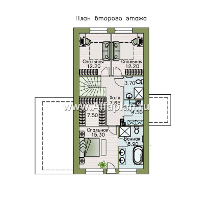 «Мой путь» - проект дома из газобетона, 2 этажа, с террасой и с 5-ю спальнями - превью план дома