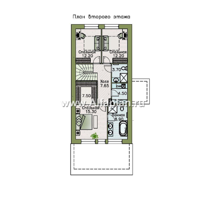«Мой путь» - проект дома из кирпича, 2 этажа, с террасой и с 5-ю спальнями - превью план дома