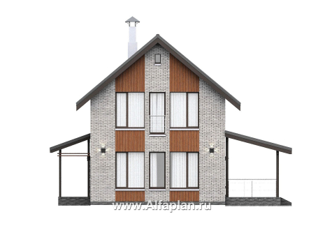 «Мой путь» - проект дома из газобетона, 2 этажа, с террасой и с 5-ю спальнями - превью фасада дома