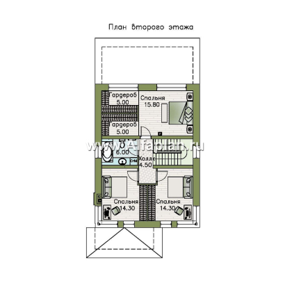 «Генезис» - проект дома, 2 этажа, с остекленной террасой в стиле Райта - превью план дома