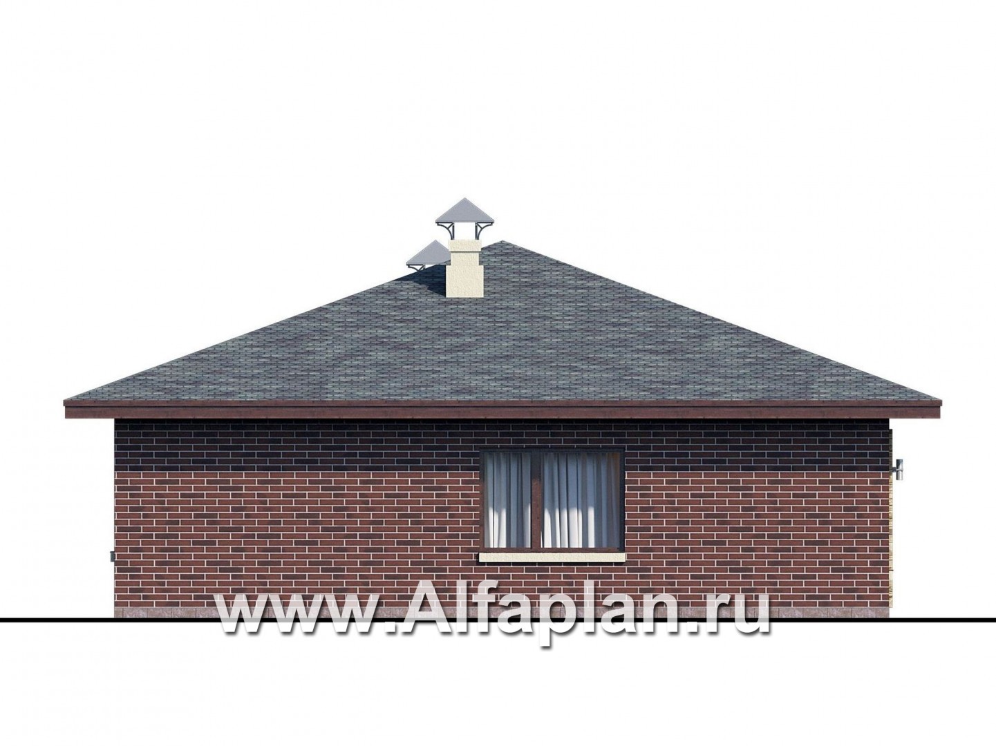 Проекты домов Альфаплан - «Дега» - проект одноэтажного дома из газобетона, с террасой - изображение фасада №3