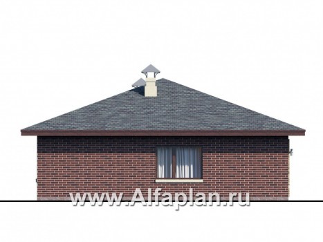 Проекты домов Альфаплан - «Дега» - проект одноэтажного дома из газобетона, с террасой - превью фасада №3
