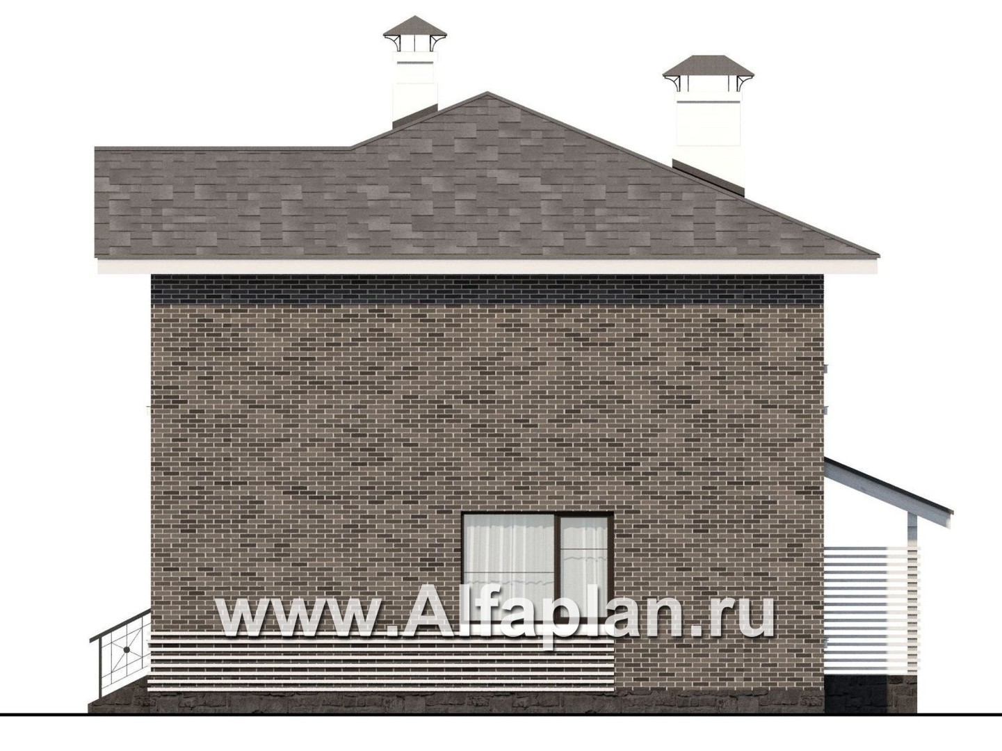 Проекты домов Альфаплан - Кирпичный дом «Серебро» для небольшой семьи - изображение фасада №2