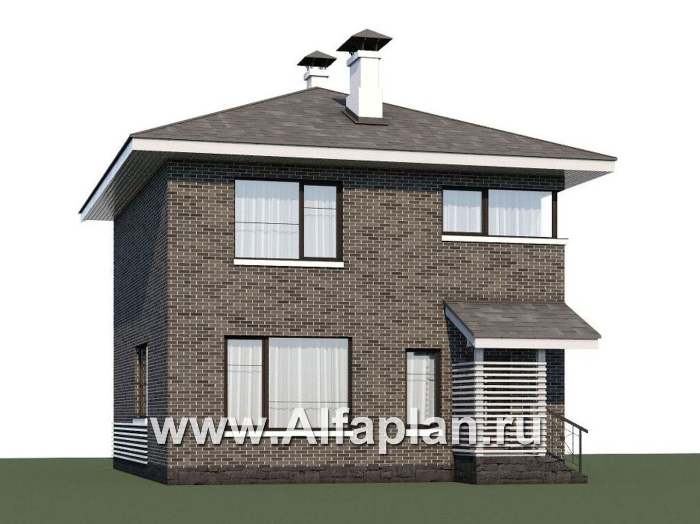 Проекты домов Альфаплан - Проект двухэтажного дома из кирпича «Серебро» для небольшой семьи - дополнительное изображение №1