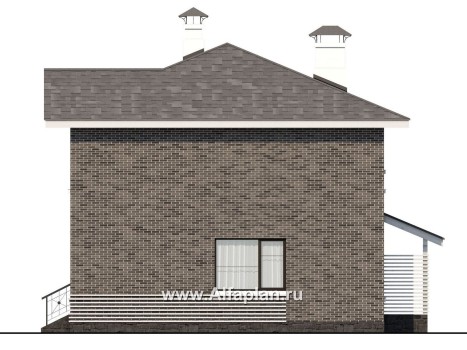 Проекты домов Альфаплан - Проект двухэтажного дома из кирпича «Серебро» для небольшой семьи - превью фасада №2