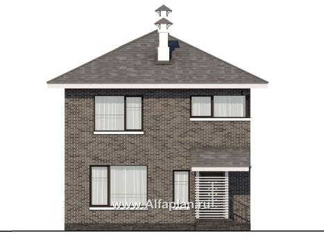Проекты домов Альфаплан - Проект двухэтажного дома из кирпича «Серебро» для небольшой семьи - превью фасада №4