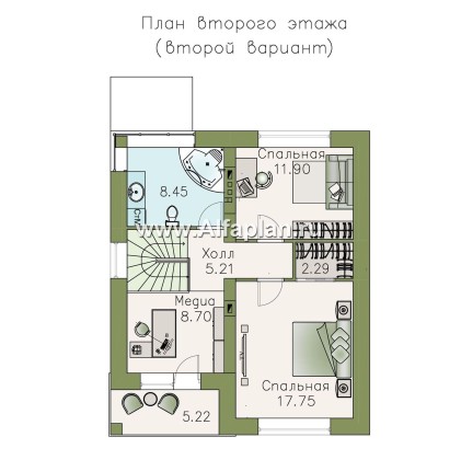 Проекты домов Альфаплан - Проект двухэтажного дома из кирпича «Серебро» для небольшой семьи - превью плана проекта №3