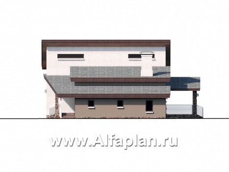«Каприкорн» - проект дома с мансардой, с террасой, в скандинавском стиле - превью фасада дома