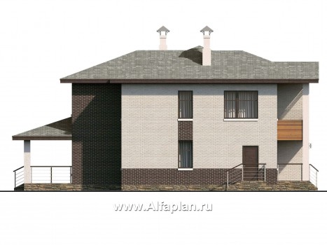 Проекты домов Альфаплан - «Высшая лига» - проект двухэтажного дома, с 2-я спальнями на 1эт, с балконом - превью фасада №3