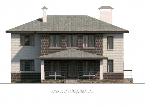 Проекты домов Альфаплан - «Высшая лига» - проект двухэтажного дома, с 2-я спальнями на 1эт, с балконом - превью фасада №4