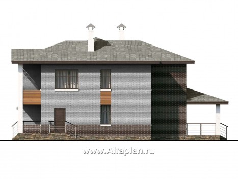Проекты домов Альфаплан - «Высшая лига» - проект двухэтажного дома, с 2-я спальнями на 1эт, с игровой - превью фасада №2