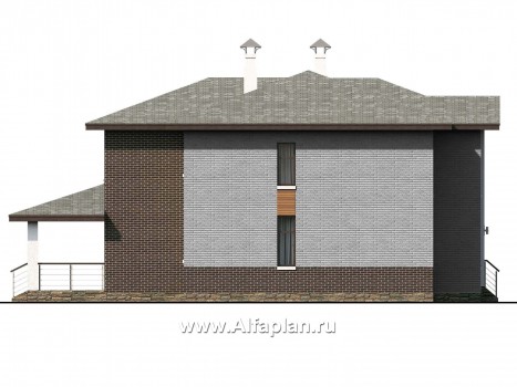 Проекты домов Альфаплан - «Высшая лига» - проект двухэтажного дома, с 2-я спальнями на 1эт, с игровой - превью фасада №3