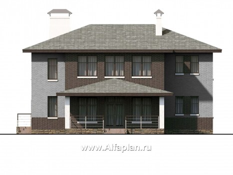 Проекты домов Альфаплан - «Высшая лига» - проект двухэтажного дома, с 2-я спальнями на 1эт, с игровой - превью фасада №4