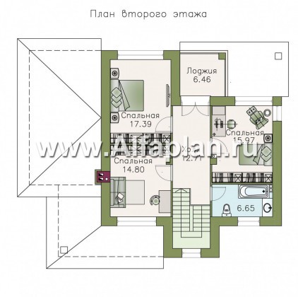 Проекты домов Альфаплан - «Фортуна» - коттедж с удобной планировкой - превью плана проекта №2