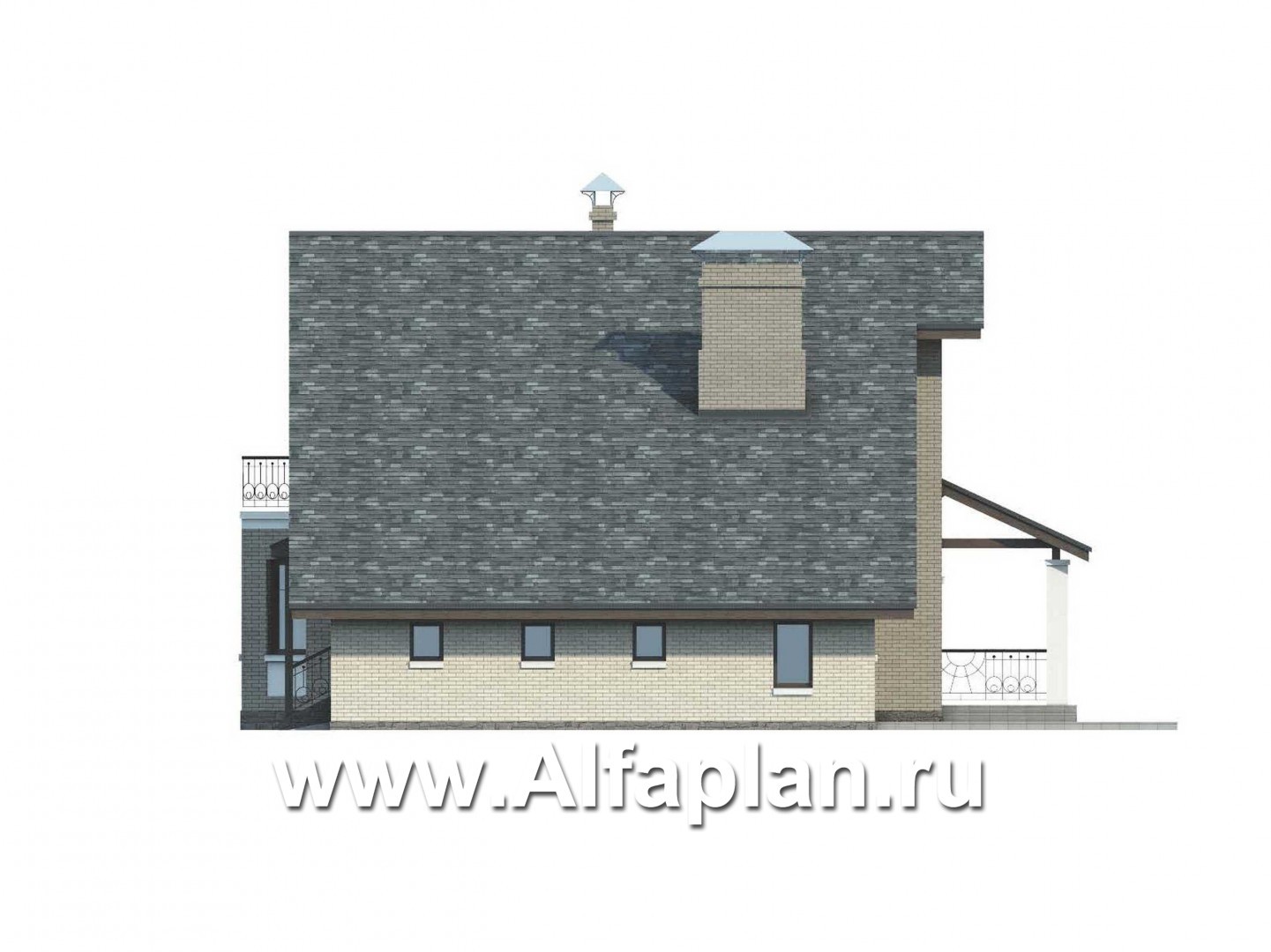 Проекты домов Альфаплан - «Бавария» - шале с комфортной планировкой - изображение фасада №2
