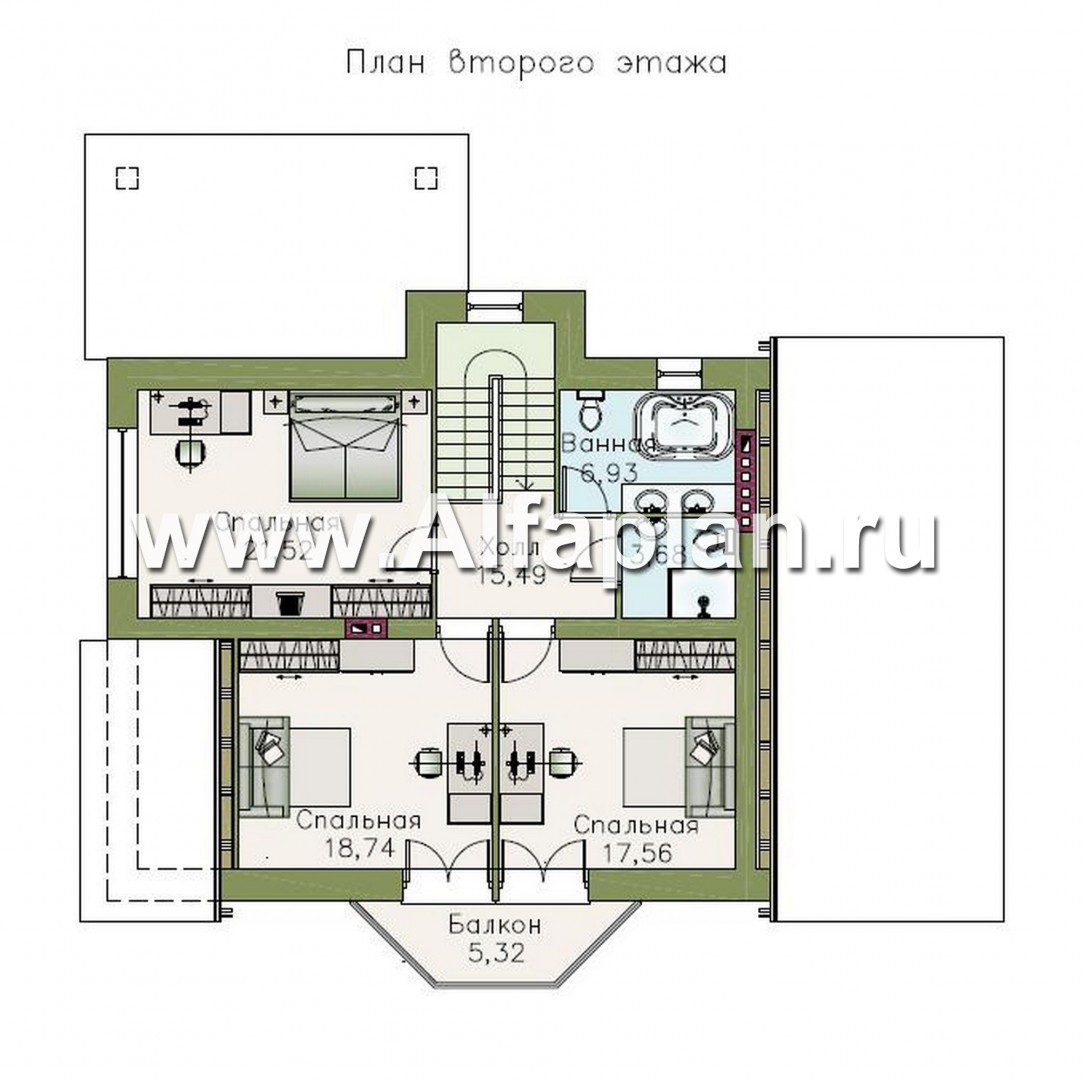 Проекты домов Альфаплан - «Бавария» - шале с комфортной планировкой - план проекта №2