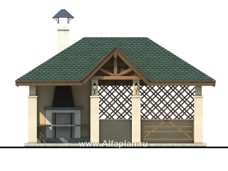Проекты домов Альфаплан - Беседка-павильон с барбекю (летняя кухня) - превью фасада №1