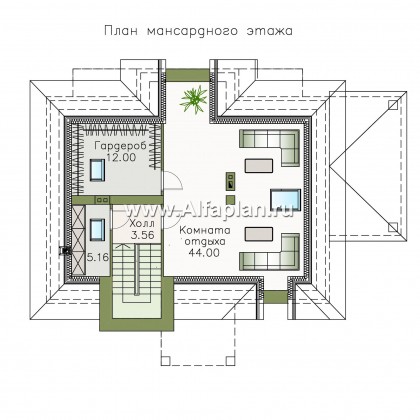Проекты домов Альфаплан - «Разумовский» - элегантный загородный коттедж с террасой - превью плана проекта №3