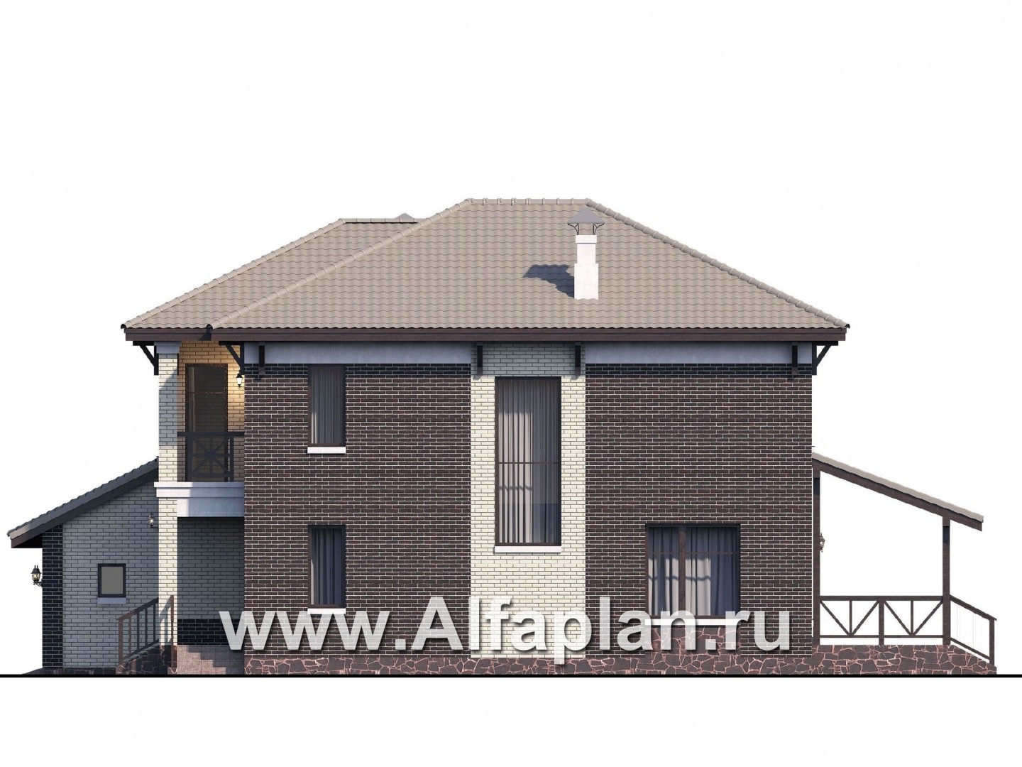 Проекты домов Альфаплан - «Вишера» - стильный дом с гаражом на два автомобиля - изображение фасада №2