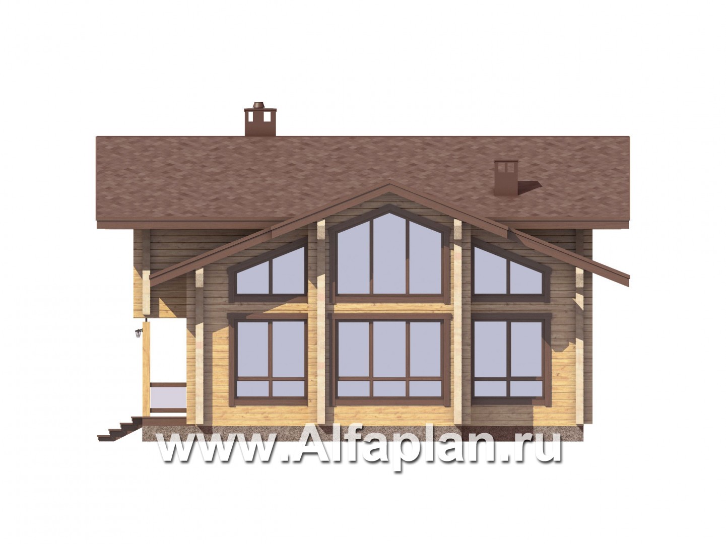 Проекты домов Альфаплан - Дом из бруса с красивой двусветной гостиной - изображение фасада №3