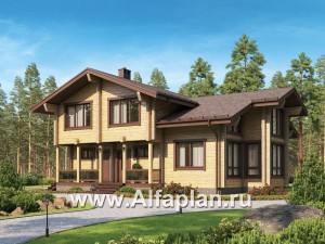 Проекты домов Альфаплан - Дом из бруса с красивой двусветной гостиной - превью основного изображения