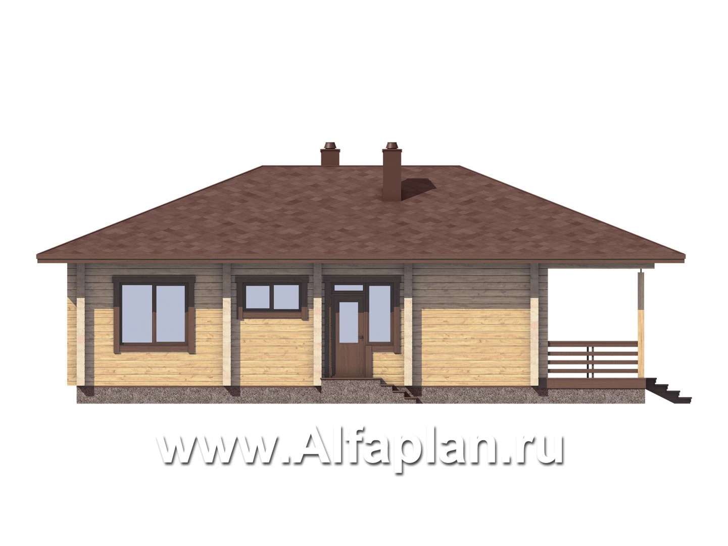 Проекты домов Альфаплан - Удобная дача с большой террасой и шатровой кровлей - изображение фасада №4