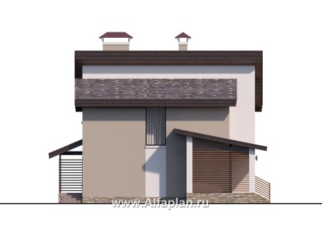Проекты домов Альфаплан - «Оптима»- проект двухэтажного дома, в современном стиле, удобный план - превью фасада №3