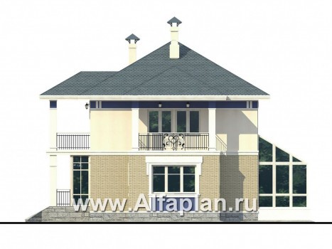 «Аристократ» - проект современного двухэтажного дома с террасой и балконом, в стиле модерн - превью фасада дома