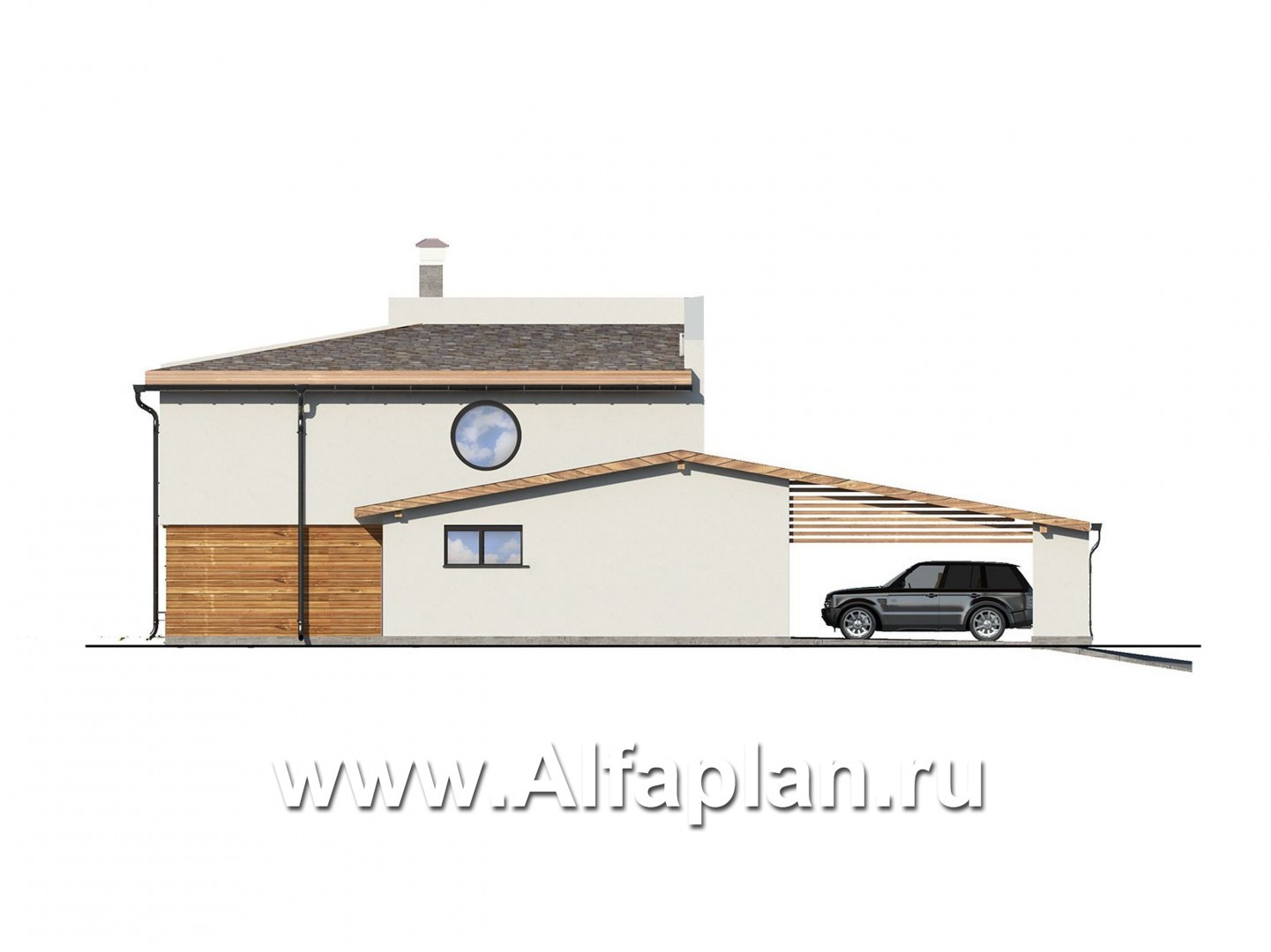 Проекты домов Альфаплан - Современный загородный дом с комфортной планировкой - изображение фасада №4
