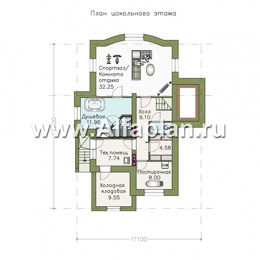 Проекты домов Альфаплан - «Светлая жизнь» - современный  коттедж с большими окнами - изображение плана проекта №3
