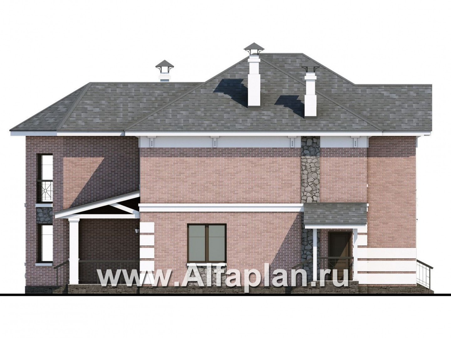 Проекты домов Альфаплан - «Затерянный рай» - коттедж с отличной планировкой - изображение фасада №3