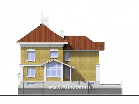 Проекты домов Альфаплан - «Флоренция» - дом в стиле эпохи Возрождения с крытой террасой - превью фасада №3
